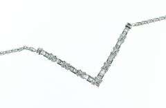 14K White Gold 1.50 Ctw Diamond Chevron Wheat Chain Necklace