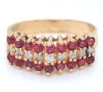 Set of 14kt Yellow gold diamond and ruby necklace, bracelet, ring and matching earrings