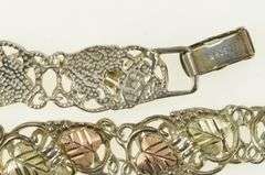 Sterling Silver Black Hills Gold 12K Leaf Vintage Bracelet