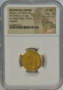 Great Byzantine Gold Solidus of Emperor Phocas, 602-610 AD. NGC Choice XF