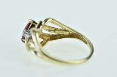 10K Yellow Gold Heart Syn. Ruby Diamond Accent Ring