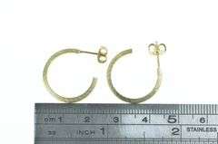 14K Yellow Gold 19.3mm Vintage Square 3/4 Hoop Earrings