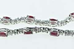 14K White Gold 6.00 Ctw Natural Ruby Diamond Tennis Bracelet