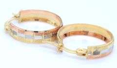 14kt Tri color gold small hoop earrings