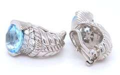 Judith Ripka 925 sterling silver blue topaz earrings