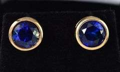 Fantastic 925 Vermeil Blue Sapphire Gemstone Stud Earrings