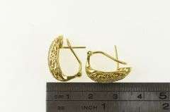 14K Yellow Gold Scroll Filigree Diamond French Clip Earrings