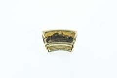 14K Yellow Gold Tri Color Syn. Opal Inlay Curved Slide Pendant