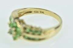 10K Yellow Gold Chrome Diopside Flower Cluster Vintage Ring