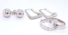 3 Pairs of 14kt white gold earrings