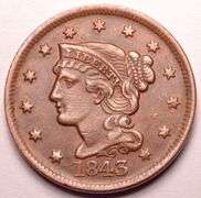 1843 Braided Hair Large Cent