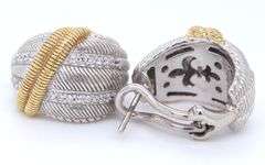 Judith Ripka 925 sterling silver CZ half moon earrings