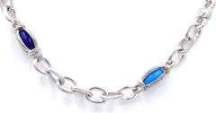 925 Sterling silver Judith Ripka Turquoise and Lapis link necklace