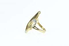 10K Yellow Gold Wavy Diamond Freeform Statement Ring