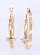 10kt 2 tone gold diamond heart hoop earrings