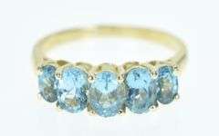 14K Yellow Gold Five Stone Blue Topaz Vintage Classic Ring