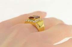 18K Yellow Gold 8.00 Ctw Orange Sapphire Diamond Halo Ring