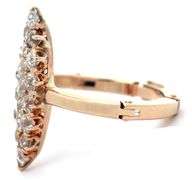 1.00ctw Old Mine Cut Diamond Cluster Marquise Shaped Ring in 14K