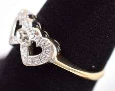 Loveable 10K Yellow Gold Diamond Heart Ring