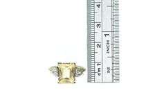 10K Yellow Gold 1950's Emerald Cut Syn. Citrine Diamond Ring