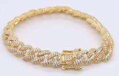 925 Sterling Silver Cubic Zirconia Curb Link Bracelet