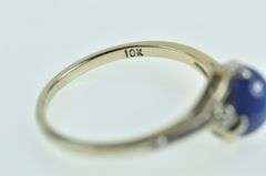 10K White Gold Oval Syn. Star Sapphire Diamond Bypass Ring