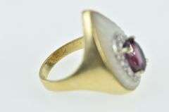 14K Yellow Gold Rubellite Mother of Pearl Diamond Planchette Ring