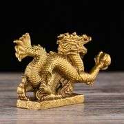 Handcrafted Brass Azure Dragon Figurine