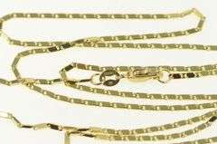 14K Yellow Gold 1.2mm Flat Link Pressed Chain Vintage Necklace