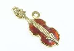 18K Yellow Gold Enamel Violin Musical Instrument Music Charm/Pendant