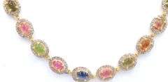 Natural multi color Sapphire & diamond necklace