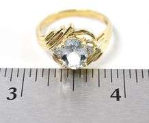 Angelic 14K Yellow Gold Aquamarine and Diamond Gemstone Ring