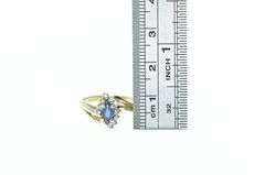 14K Yellow Gold Sapphire Diamond Halo Engagement Ring