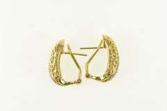 14K Yellow Gold Scroll Filigree Diamond French Clip Earrings