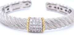 Judith Ripka 925 sterling silver cubic zirconia cuff bangle