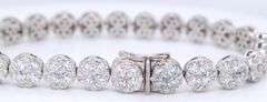 18kt White gold 12.16ctw diamond cluster bracelet