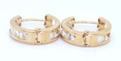 14kt Yellow gold CZ mini hoop earrings