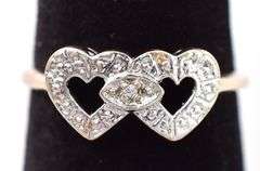 Loveable 10K Yellow Gold Diamond Heart Ring