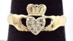 Meaningful 10K Yellow Gold Claddagh Diamond Ring