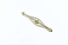 10K Yellow Gold Diamond Filigree Vintage Statement Pin/Brooch