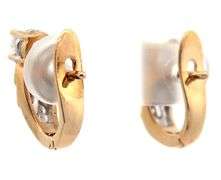 0.80ctw Round and Baguette Diamond Huggie Hoop Earrings in 18K