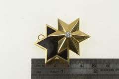 14K Yellow Gold 0.25 Ct Diamond Black Onyx Star of David Pin/Brooch