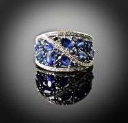 Beautiful Effy 14K White Gold Sapphire and Diamond Cluster Ring