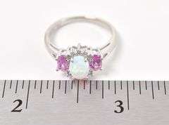 Absolutely Stunning 10K White Gold Multi-Gemstone Ring