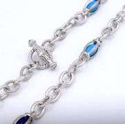 925 Sterling silver Judith Ripka Turquoise and Lapis link necklace