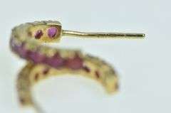 14K Yellow Gold Natural Ruby Half hoop Statement Earrings