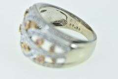 14K White Gold Wavy Diamond Pink Sapphire Curvy Ring