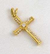 Sweet 18K YG Diamond Cross Pendant