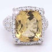 Signed Judith Ripka 925 sterling silver lemon quartz ring
