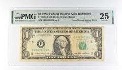 PMG 25 VF $1 1985 FRN Richmond Fr#1913-E Insufficient Inking Error
